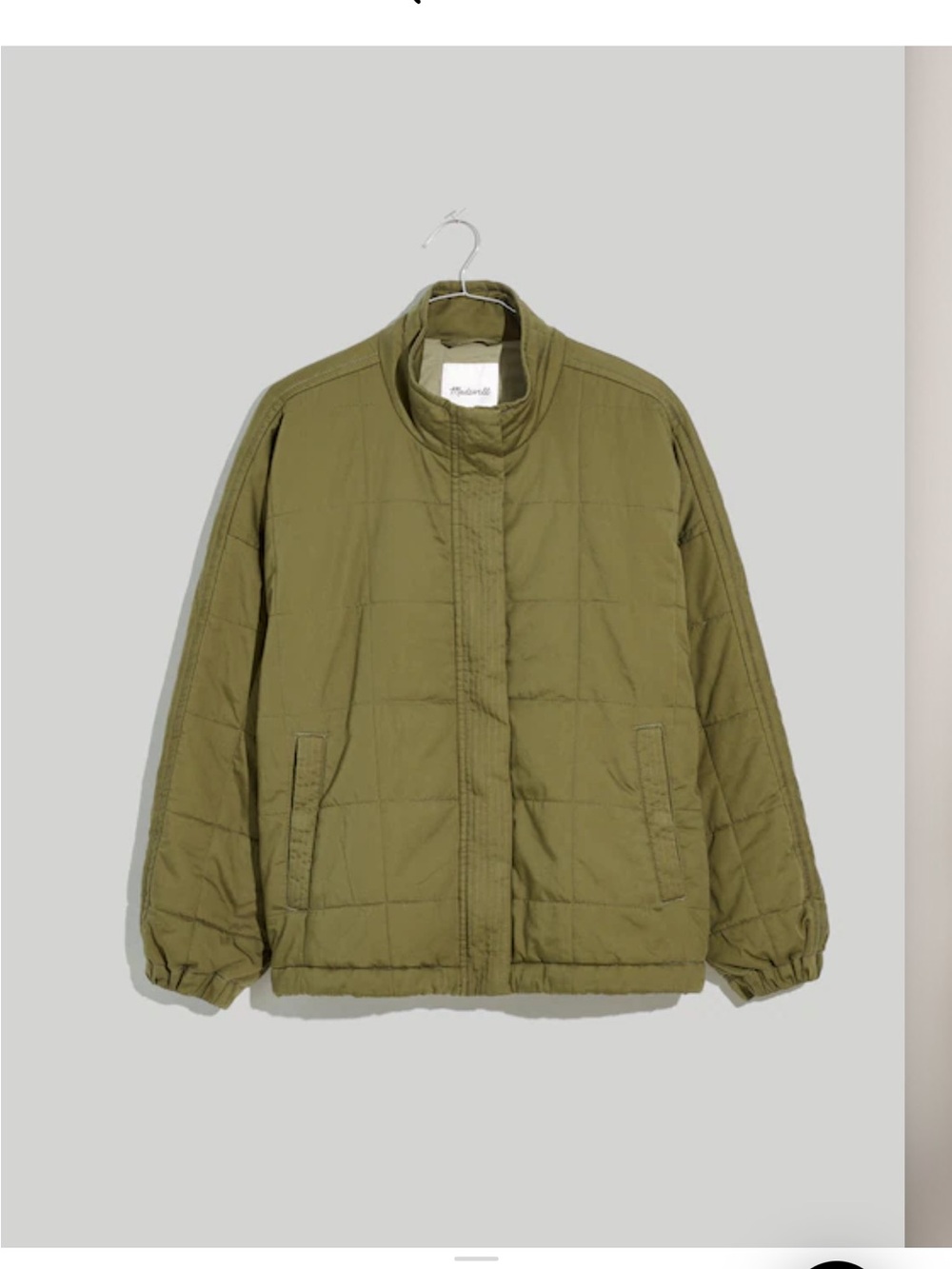 Madewell Bremen Bomber Jacket Desert Olive Cotton Layer Cropped size M